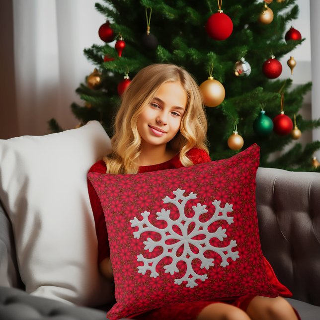 Coussin Accent décoratif Festif Red Snowflake (Créateur téléchargé)