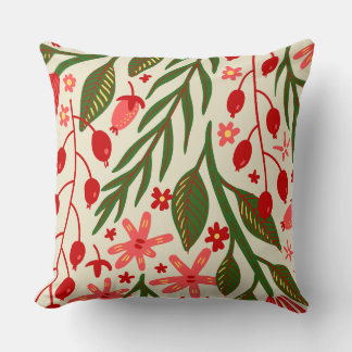 Coussin Accent Fleur de Folk Art & Baie Cramoisi