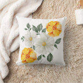 Coussin Accent floral jaune et blanc avec verdure (Couverture)