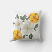Coussin Accent floral jaune et blanc avec verdure (Verso)