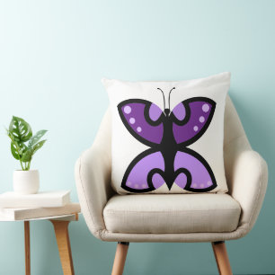 Coussin Accent graphique papillon violet moderne mignon