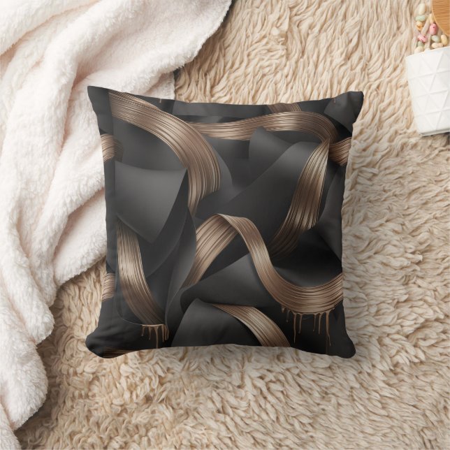 Coussin Accent Masculin Luxueux au Flux de Bronze Moderne (Couverture)