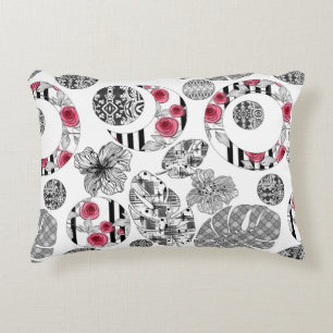 Coussin accent, rouge et noir, Quilage, Patchwork