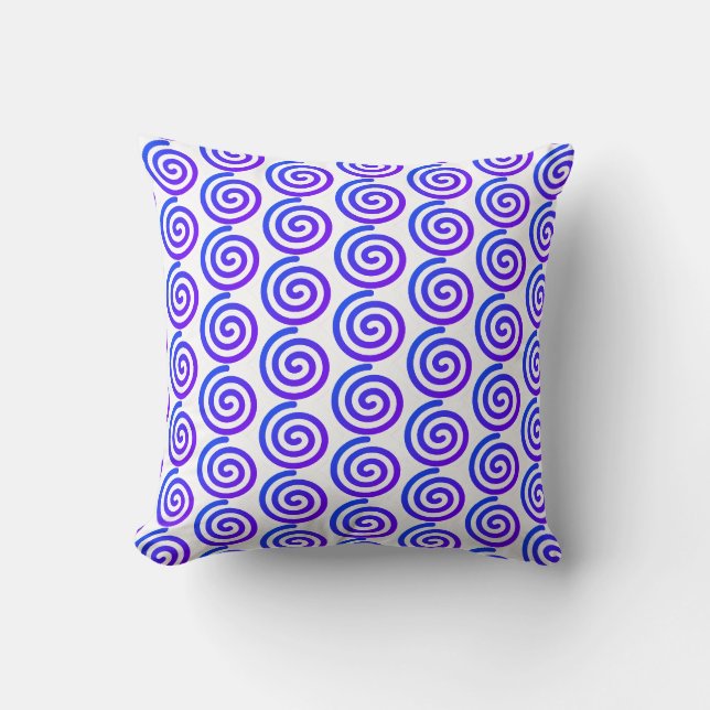 Coussin Accenteur Spirale Décorative Blanc Bleu Violet (Recto)