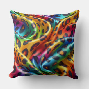 Coussin Accents Féminins Imprimé Léopard Arc-en-Ciel