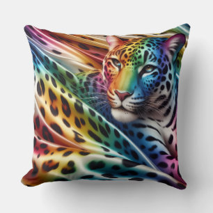 Coussin Accents Féminins Imprimé Léopard Arc-en-Ciel