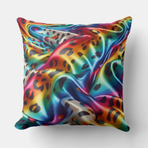 Coussin Accents Féminins Imprimé Léopard Arc-en-Ciel
