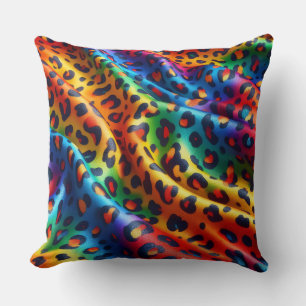 Coussin Accents Féminins Imprimé Léopard Arc-en-Ciel
