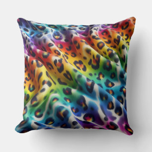 Coussin Accents Féminins Imprimé Léopard Arc-en-Ciel