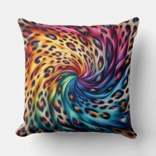 Coussin Accents Féminins   Imprimé Léopard Arc-en-Ciel