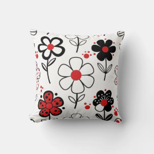 Coussin Accents floraux rouges frappants