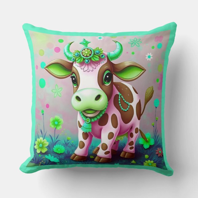 Coussin Accents indiens de vache Brown rose (Recto)