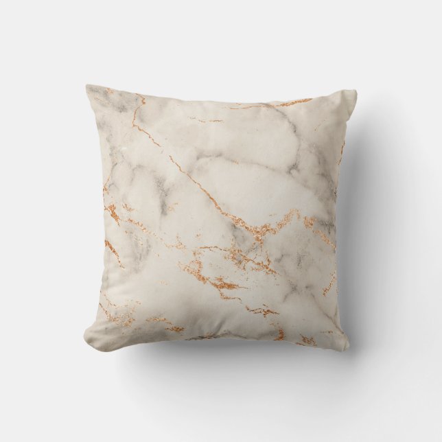 Coussin Accents marrons et motif abstrait blanc (Recto)