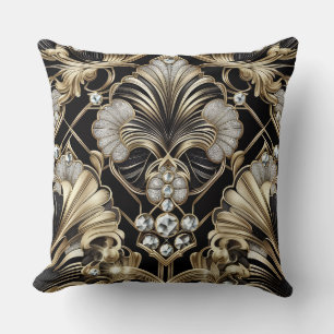 Coussin Accents Rétro pour Maison Art Déco Noir et Or