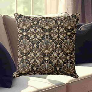 Coussin Accents Rétro pour Maison Art Déco Noir et Or