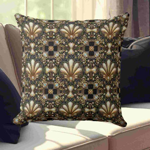 Coussin Accents Rétro pour Maison Art Déco Noir et Or
