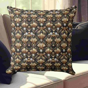 Coussin Accents Rétro pour Maison Art Déco Noir et Or