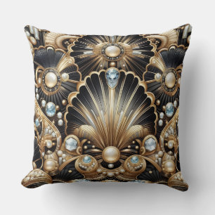 Coussin Accents Rétro pour Maison Art Déco Noir et Or