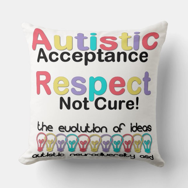 Coussin Acceptation autistique Respect non guéri (Recto)