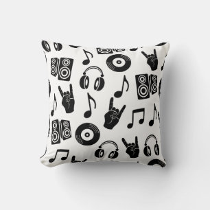 Coussin Accessoires musicaux : Motif Vintage monochrome.