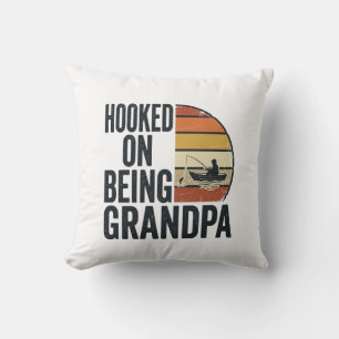 Coussin Accro au fait d'être grand-père pêche rétro vector