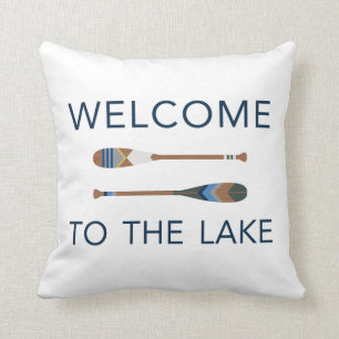 Coussin Accueil au carreau de palette peint par lac