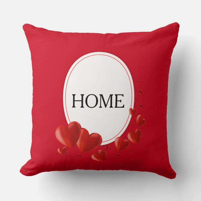 Coussin Accueil Coeurs en rouge et blanc (Recto)