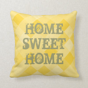 Coussin Accueil douce maison mosaïque jaune carreaux jetez