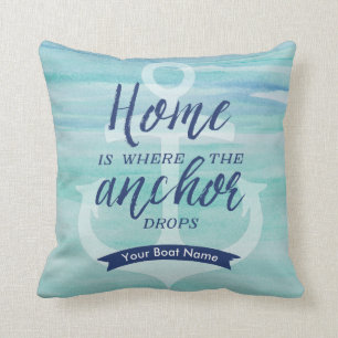 Coussin Accueil est l'endroit où l'Ancre chute - (Aqua gr