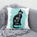 Coussin Accueil Est Où Se Trouve Le Chat - Aqua<br><div class="desc">Conception adorable de la forme de chat dans une police de caractères manuscrite tendance sur un arrière - plan de lavage à l'aquarelle.</div>