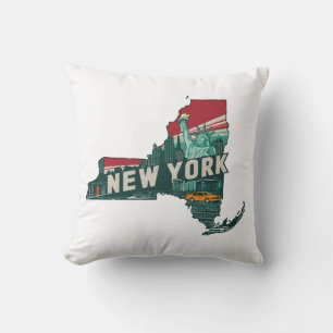 Coussin Accueil État Retro Color New York