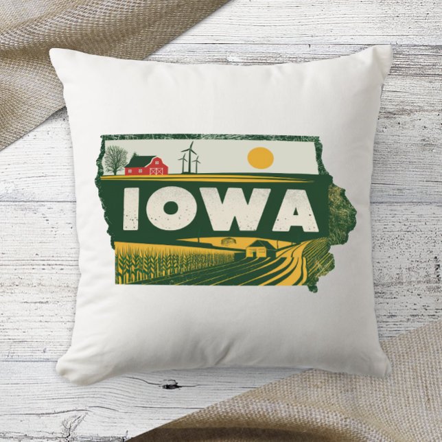 Coussin Accueil État Retro couleur Iowa (Créateur téléchargé)