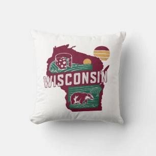 Coussin Accueil État Wisconsin Couleur rétro