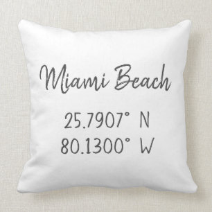 Coussin Accueil GPS Coordonnées Longitude Latitude Miami
