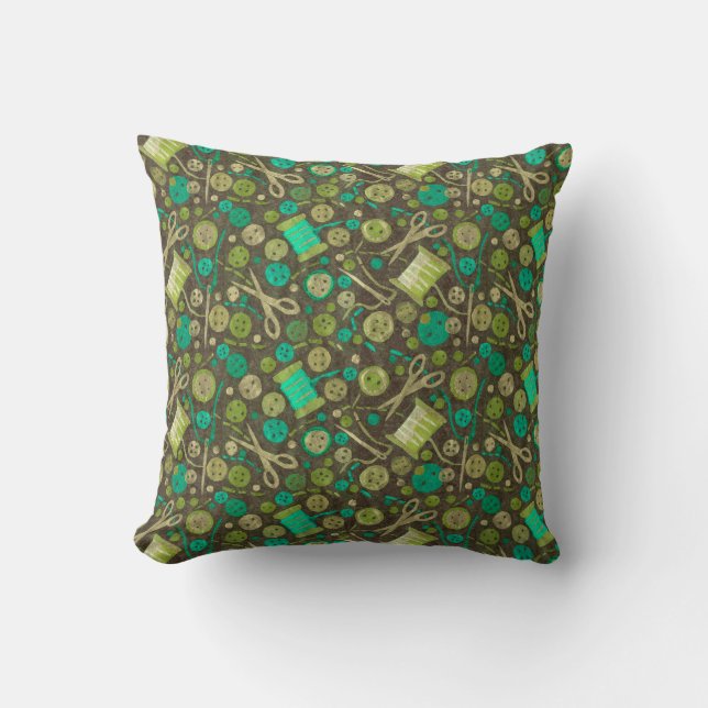 Coussin Accueil Hobby Couture Collage Motif Vert Menthe (Recto)
