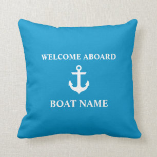 Coussin Accueil nautique à bord de bleu de Malibu de nom