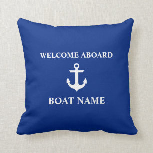 Coussin Accueil nautique de bleu à bord de bleu de nom de