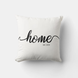 Coussin Accueil noir Script avec année établie