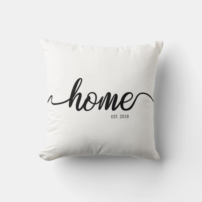 Coussin Accueil noir Script avec année établie (Recto)