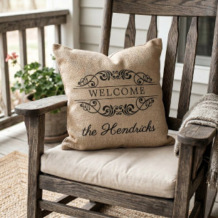 Coussin Accueil personnalisé Nom de famille Vintage Russe