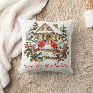 Coussin Accueil pour les vacances Noël Cabane Cardinal