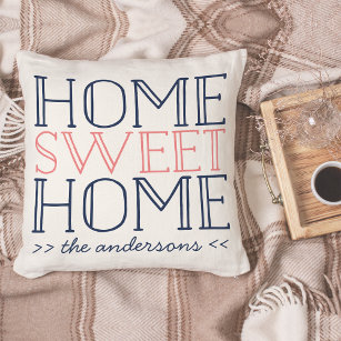 Coussin Accueil Sweet Home Personnalisée Typographie moder