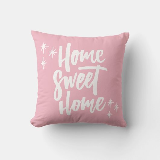 Coussin Accueil Sweet Home Rose avec lettres blanches (Recto)