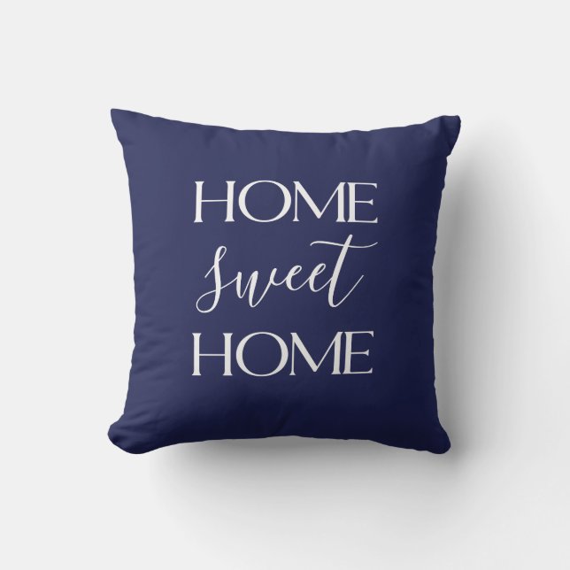 Coussin Accueil Sweet Home Typographie blanche Marine Jete (Recto)