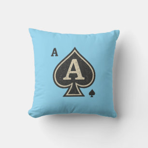 Coussin Ace vintage de pique — Poker Crest en détresse