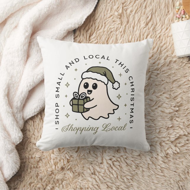 Coussin Acheter petit et local ce vert de Noël (Couverture)