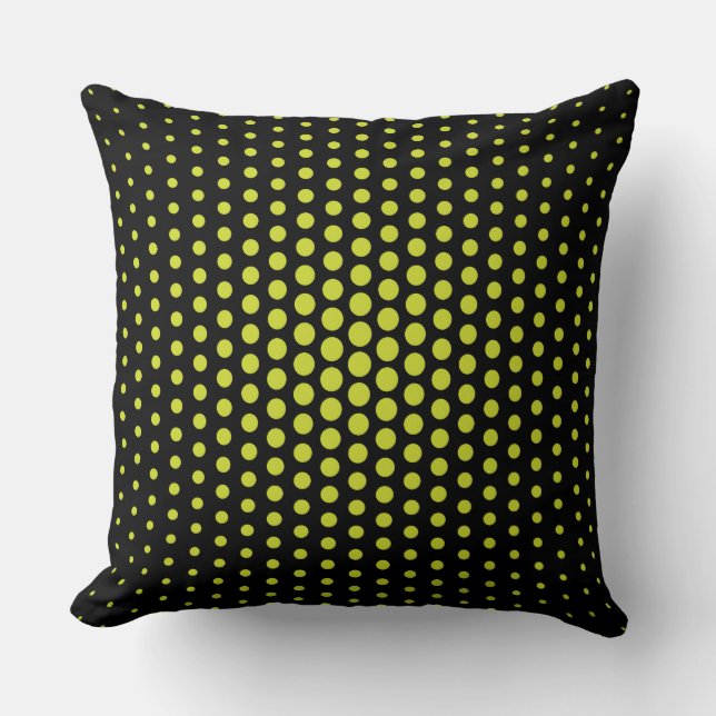Coussin Acid Green Techno Dots Moderne Noir (Recto)