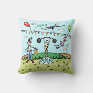 Coussin acrobates du cirque, clown et Strongman