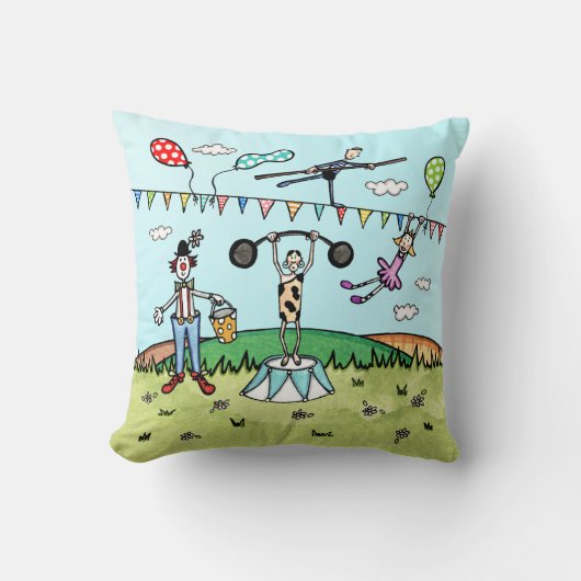 Coussin acrobates du cirque, clown et Strongman (Recto)
