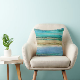 Coussin acrylique d'aquarelle d'abrégé sur vague